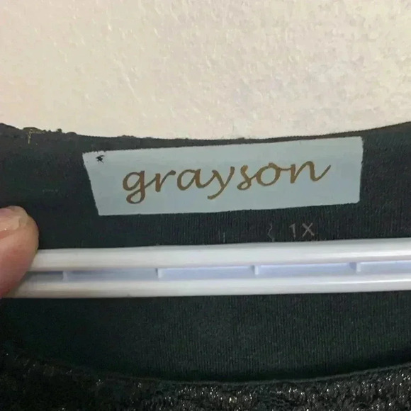 Grayson Holiday  Season Black/Gold Boatneck Collar, Long Sleeves, Stretch, Lined - Picture 4 of 7